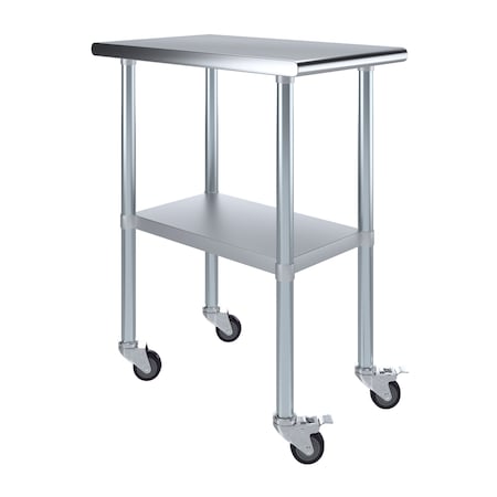 Amgood 30 in. x 18 in. Stainless Steel Table With Wheels AMG WT-3018-WHEELS